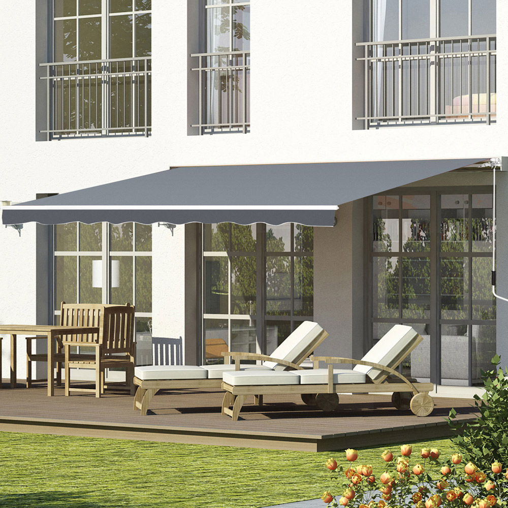 Outsunny Grey Manual Retractable Awning 2.5 x 2m Image 1