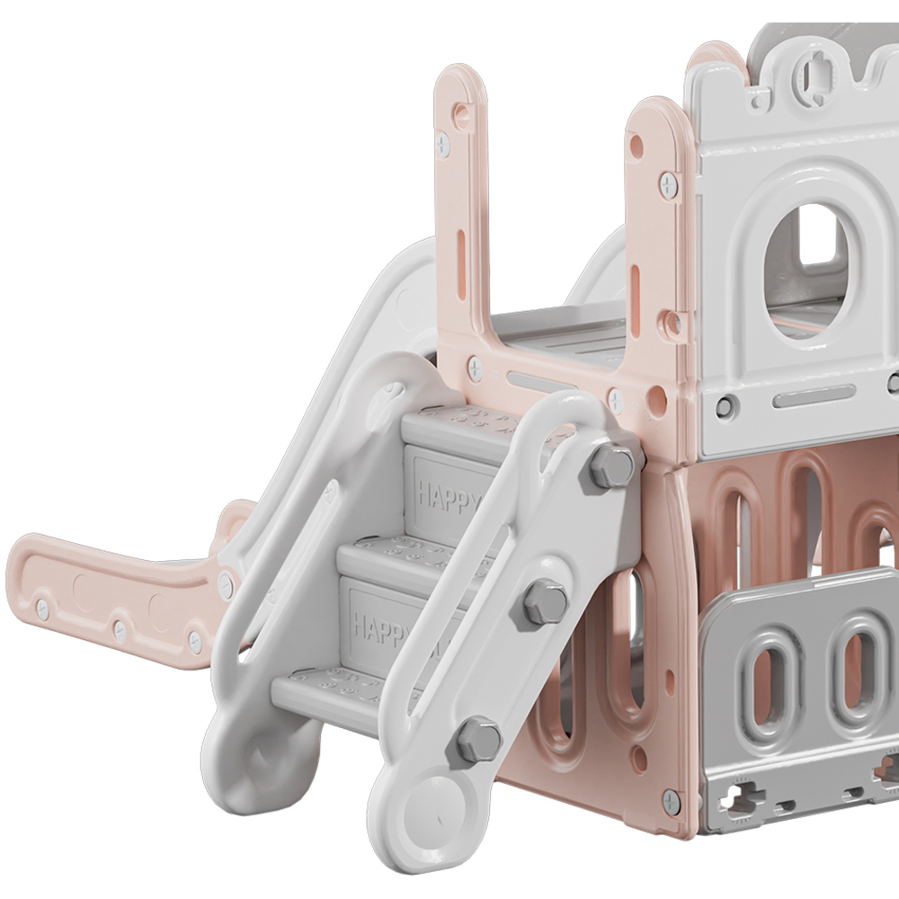 Living and Home Toddlers Pink and White Playset with 2 Slide and Basketball Hoop Image 5