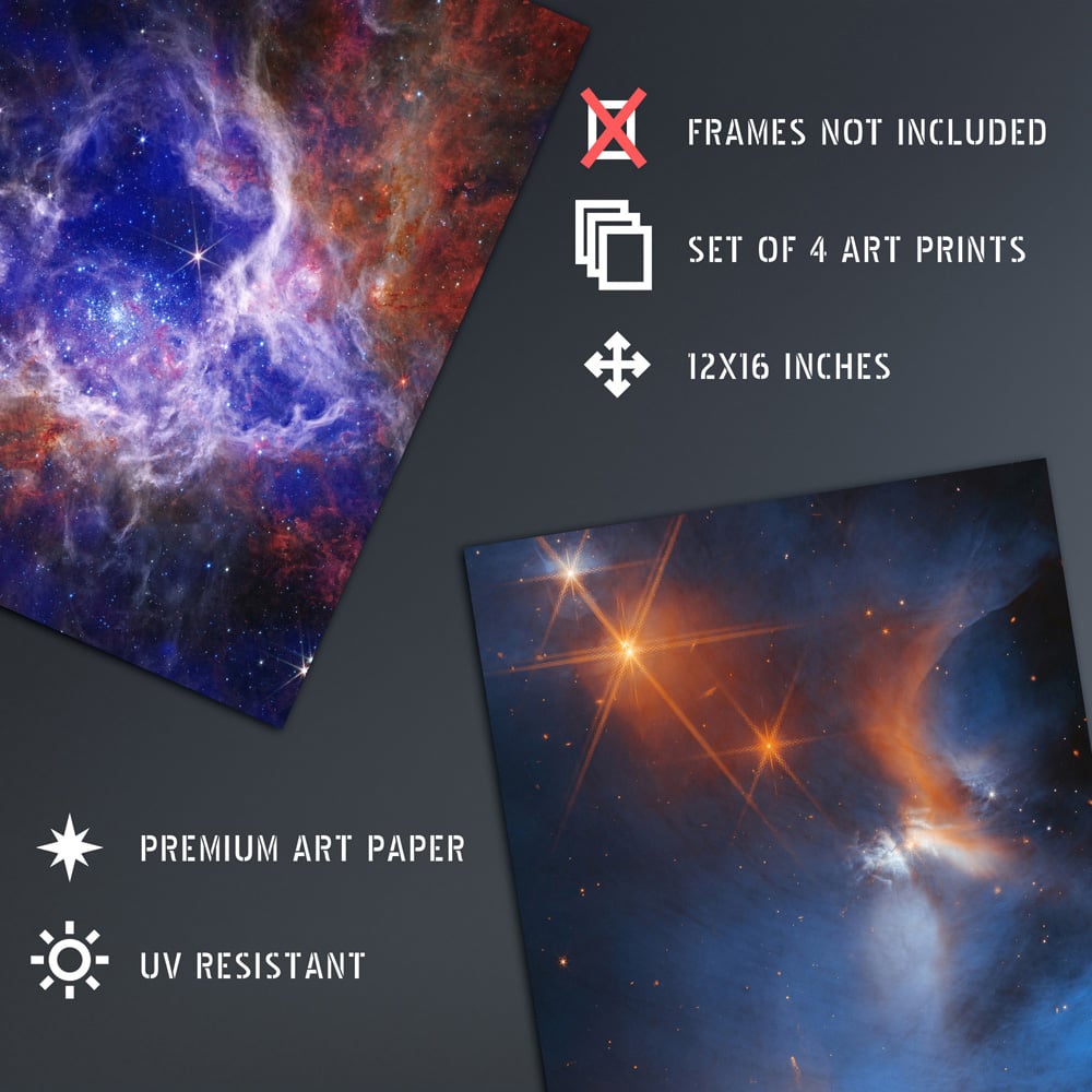 Artery8 NASA James Webb Space Telescope Images Wall Art Prints 30 x 41cm 4 Pack Image 4