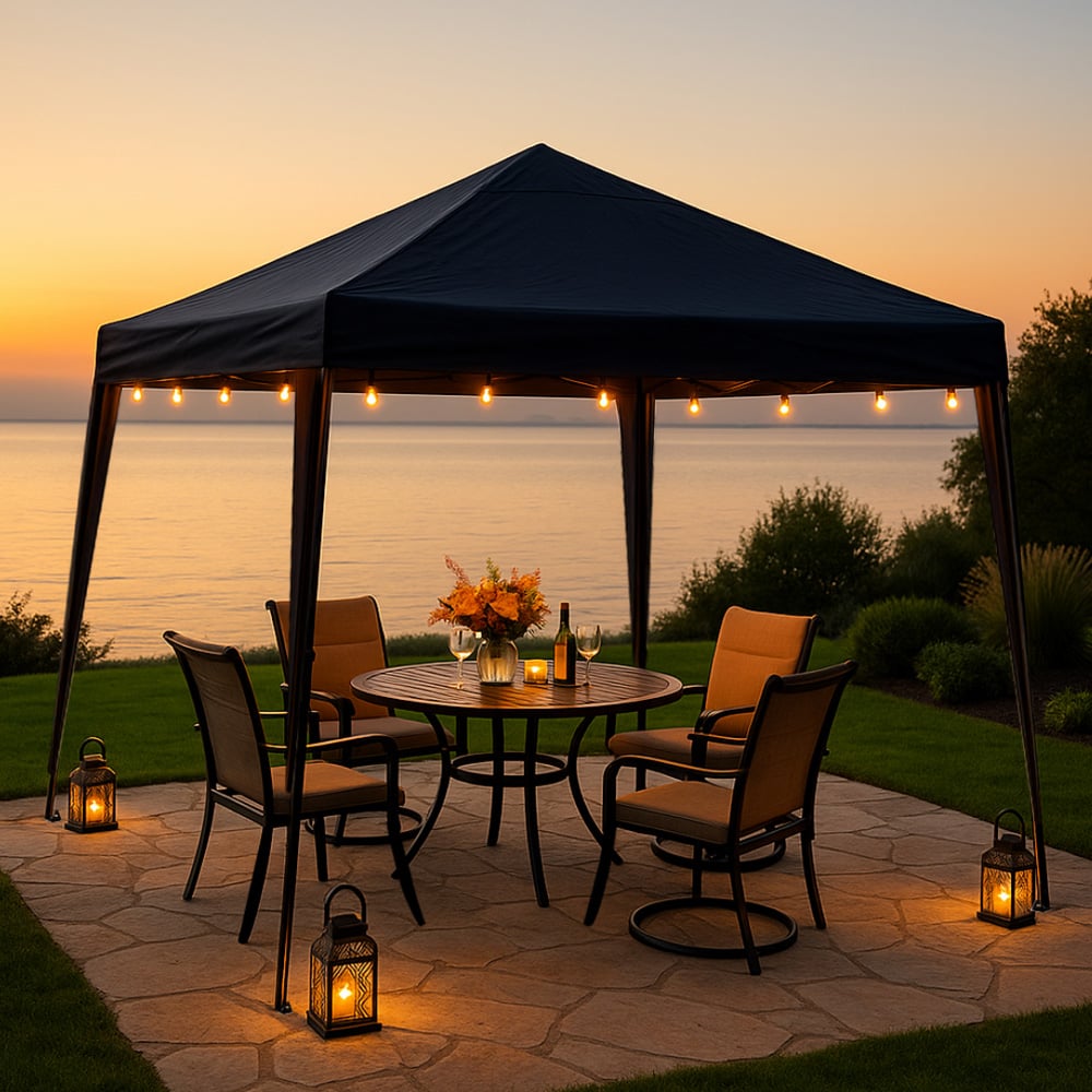 Home Source 3 x 3m Black Easy Up Garden Outdoor Gazebo Image 9