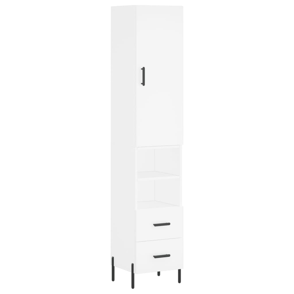 vidaXL Single Door 2 Drawer 2 Shelf White Highboard Image 2