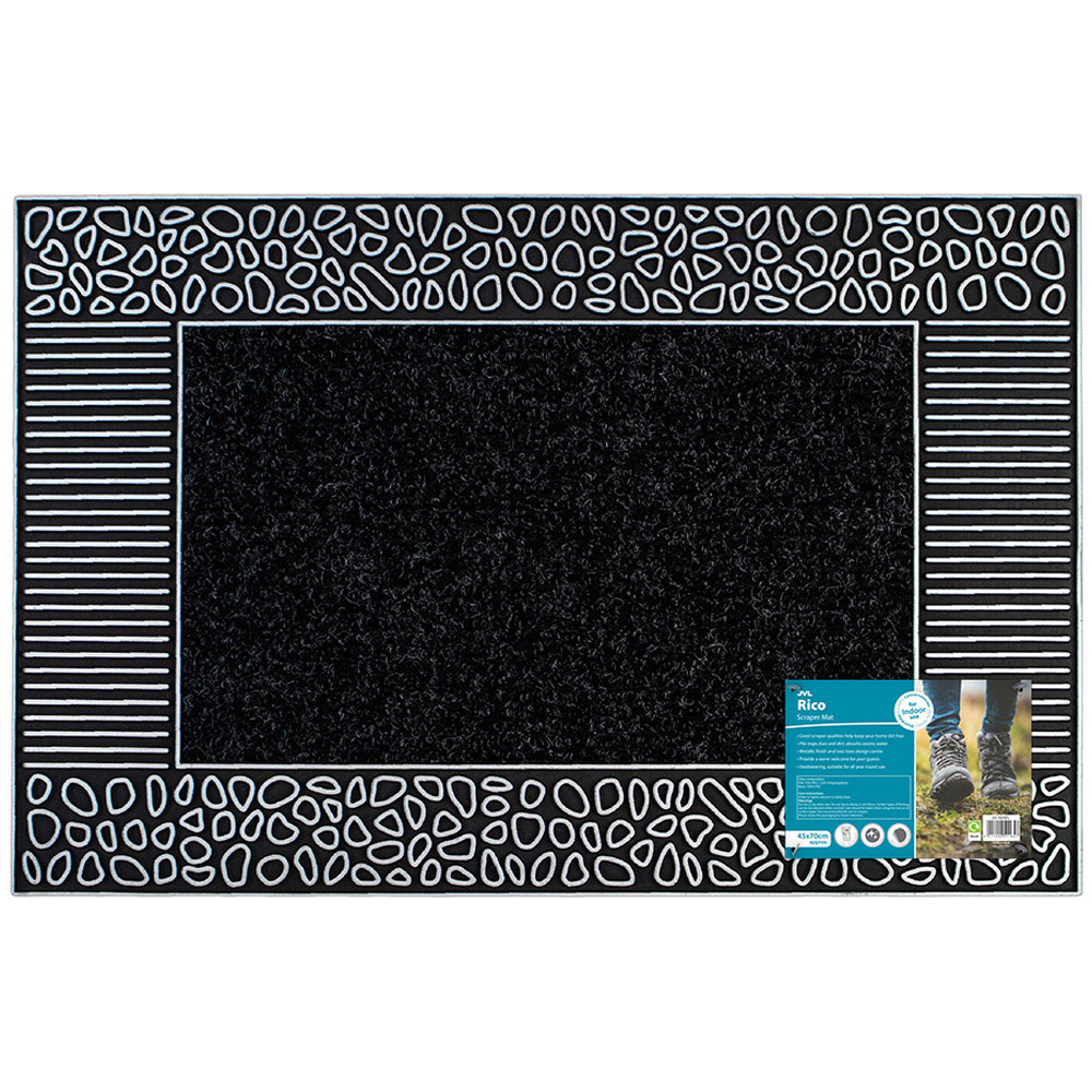 JVL Rico Silver Black Pebbles Metallic PVC Door Mat 45 x 75cm Image 3