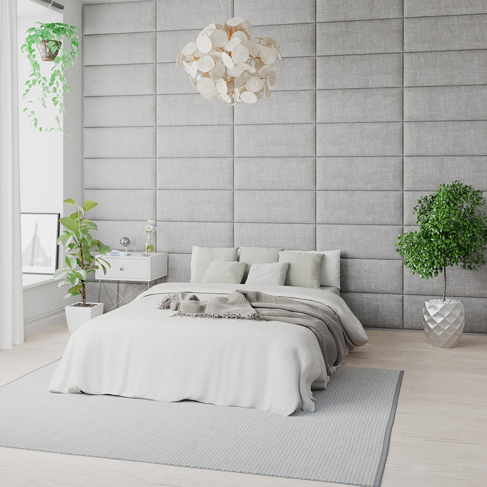 Aspire EasyMount Storm Pure Pastel Cotton Upholstered Wall Mounted Headboard Panels 4 Pack Image 2