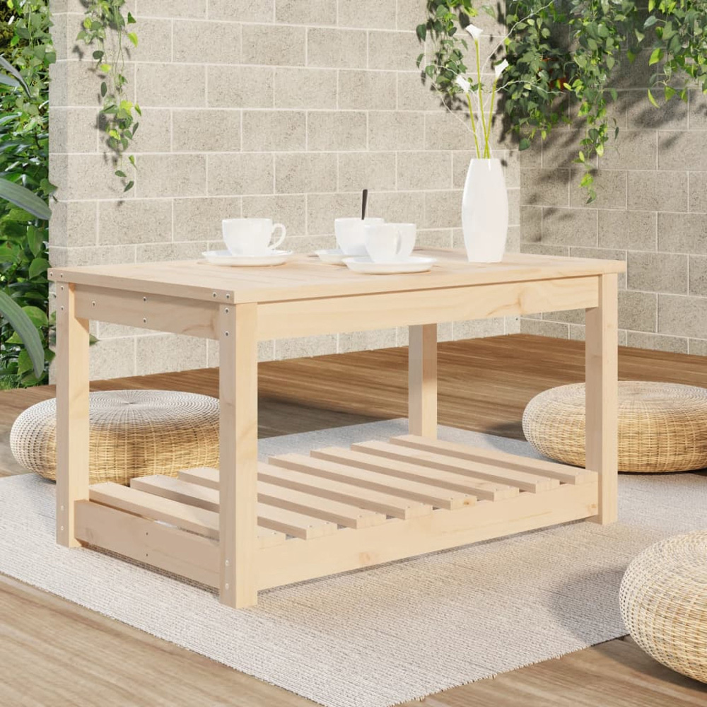 vidaXL Single Shelf Natural Solid Pine Wood Slatted Garden Table 82.5 x 50.5cm Image 7