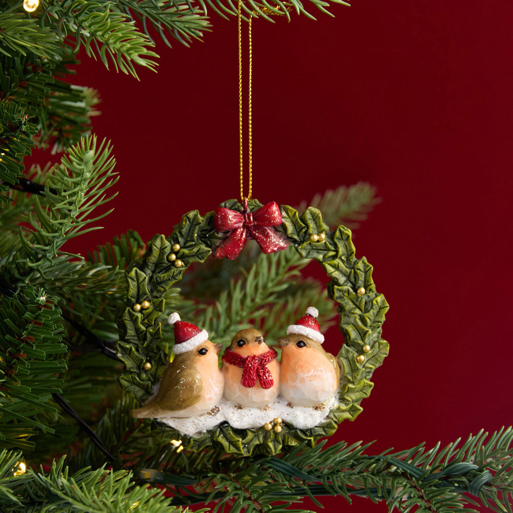 Robin Wreath Hanging DecorationGreen Image 2