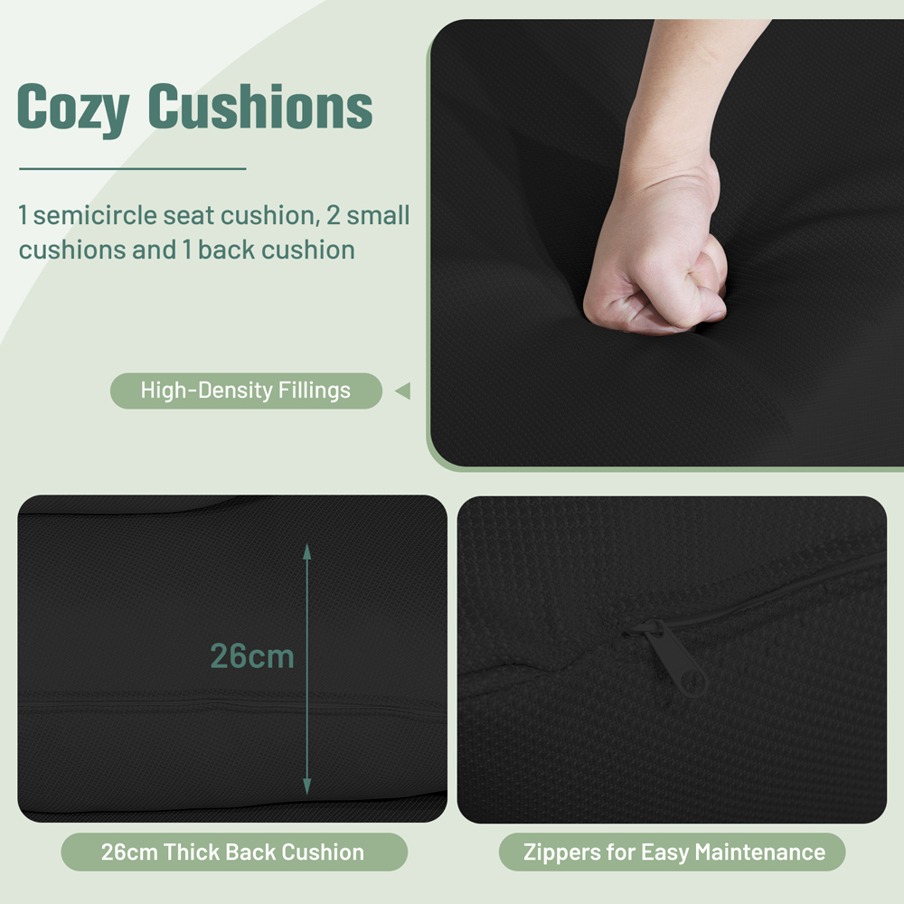 Costway Black Oversized Egg Lounger with 4 Cushions Image 9