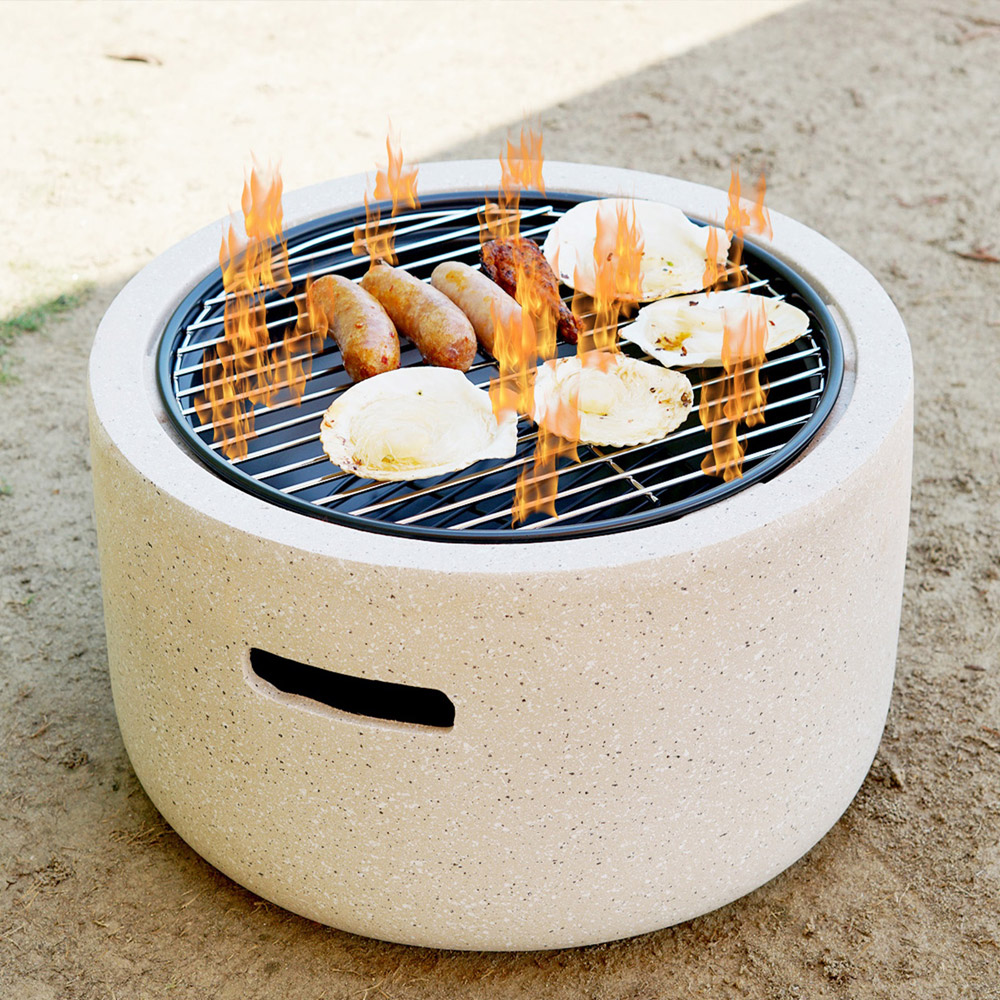 Cream Round MgO BBQ Grill Fire Pit Image 4