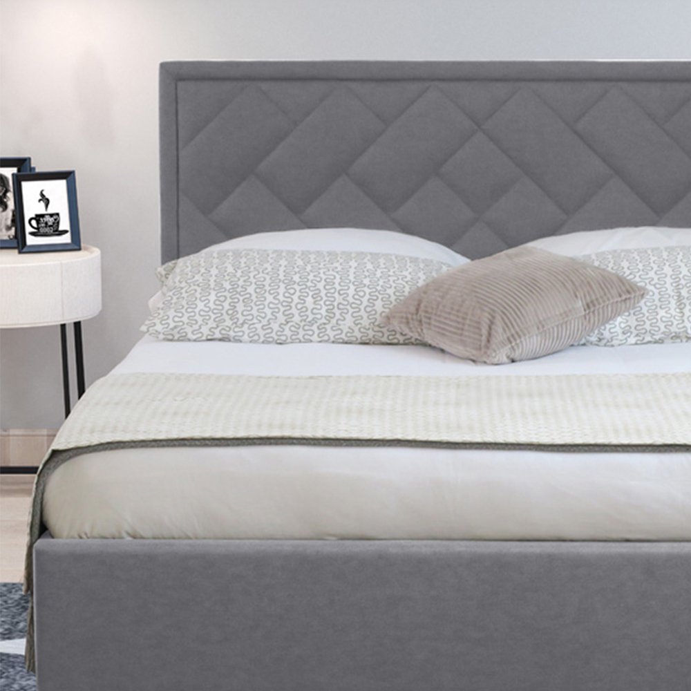 Brooklyn Double Light Grey Fabric Ottoman Bed Image 2
