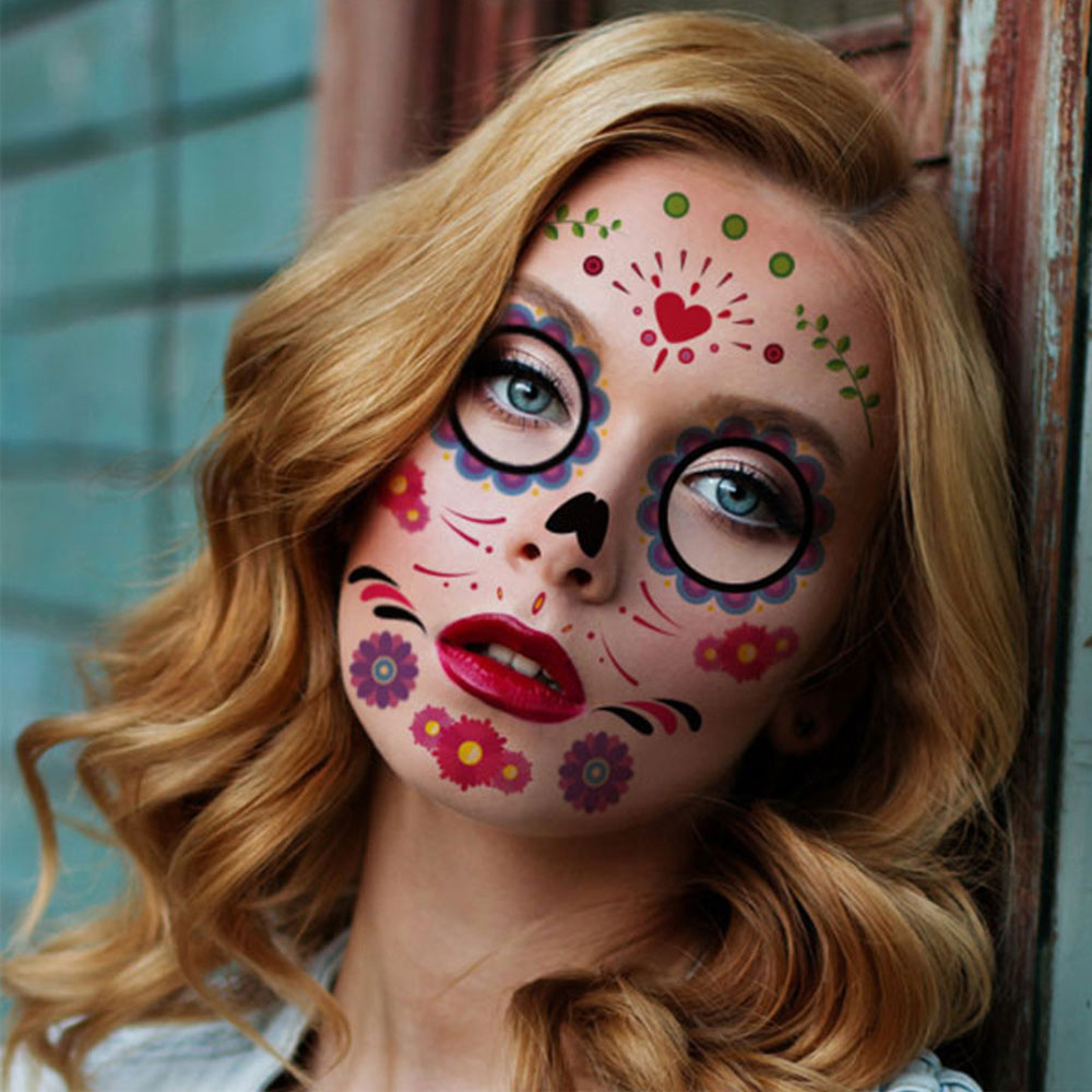 Jaoyeh Multicolour Face Tattoo Stickers 9 Pack Image 2