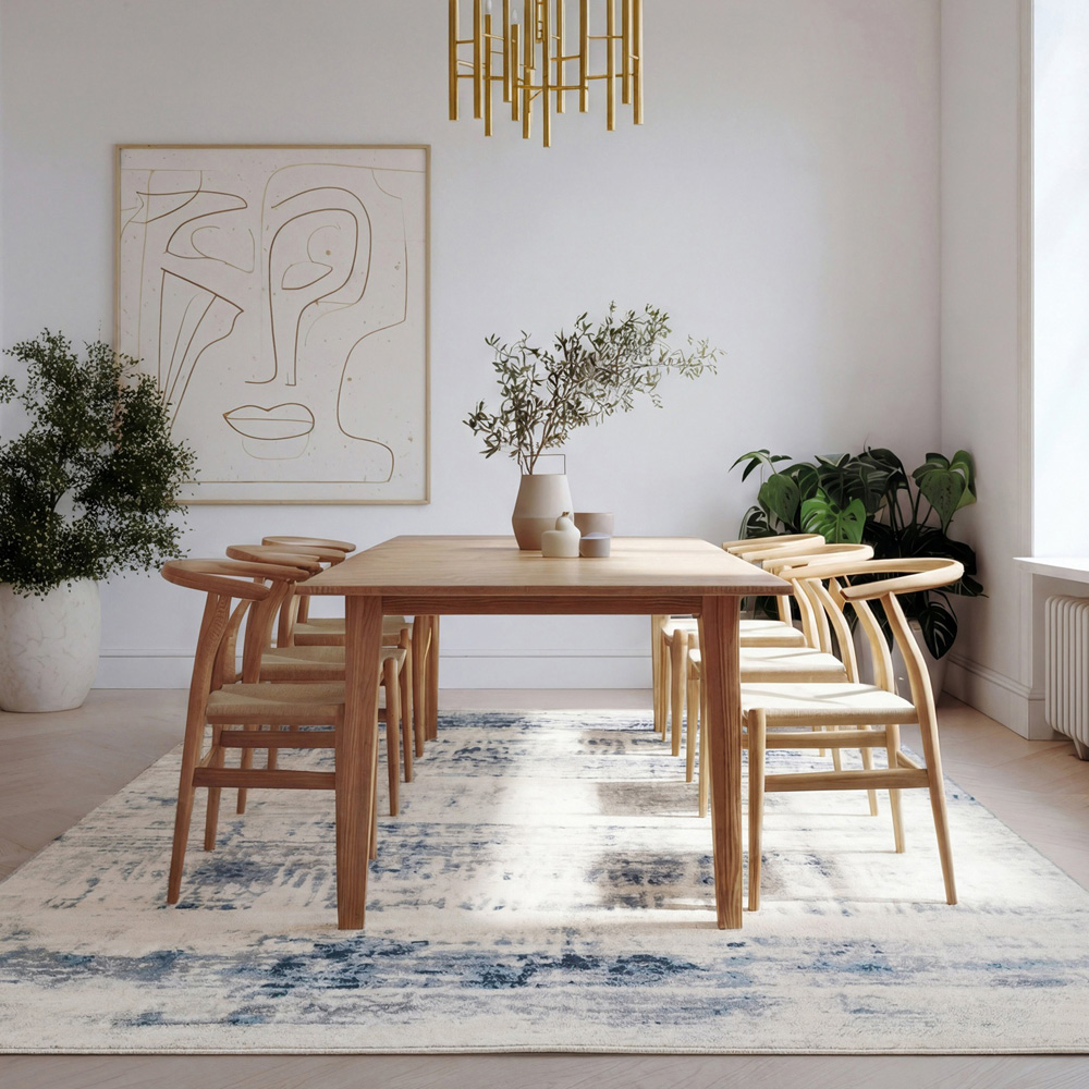 Kukoon Oscar Lennox Blue Watercolour Flat Abstract Rug 160 x 230cm Image 2