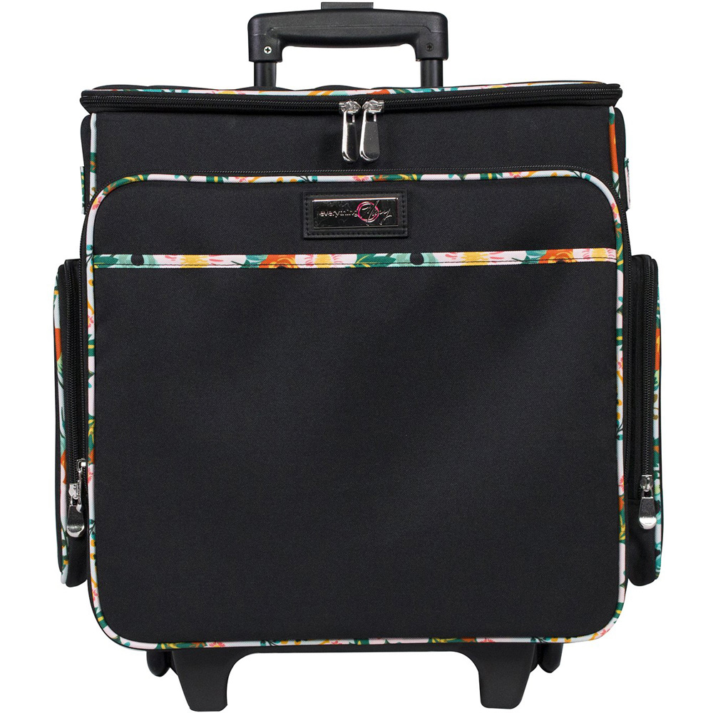 Everything Mary EVM6362-10 Black Floral Rolling Tote Trolley Bag 36.2 x 22.2 x 39.3cm Image 4