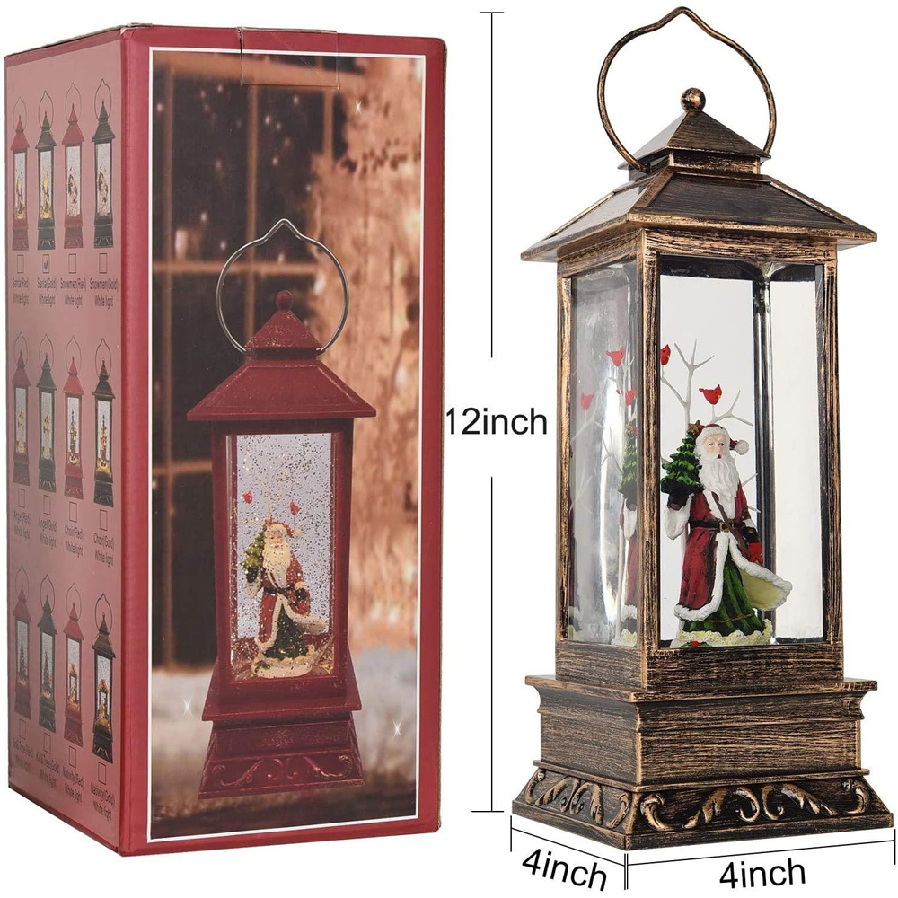 Shatchi Chrome Glitter Santa Scene Musical LED Lantern Image 4