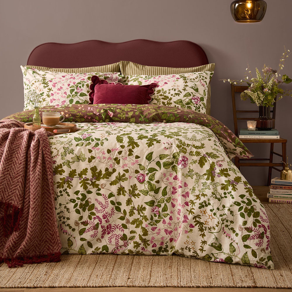 Furn Flora Wilde Single Chocolate Reversible Duvet Cover Set Image 2