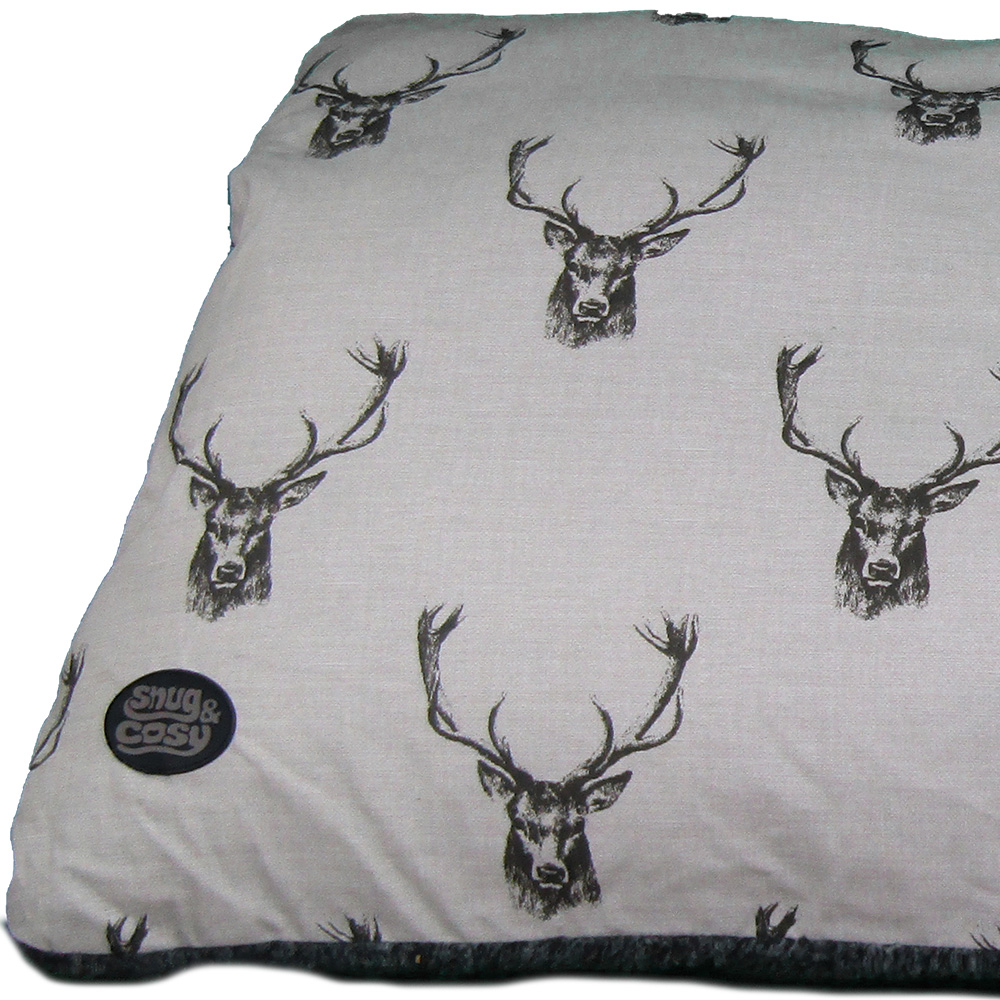 Snug & Cosy Stag Print Medium Pet Lounger Bed Image 2