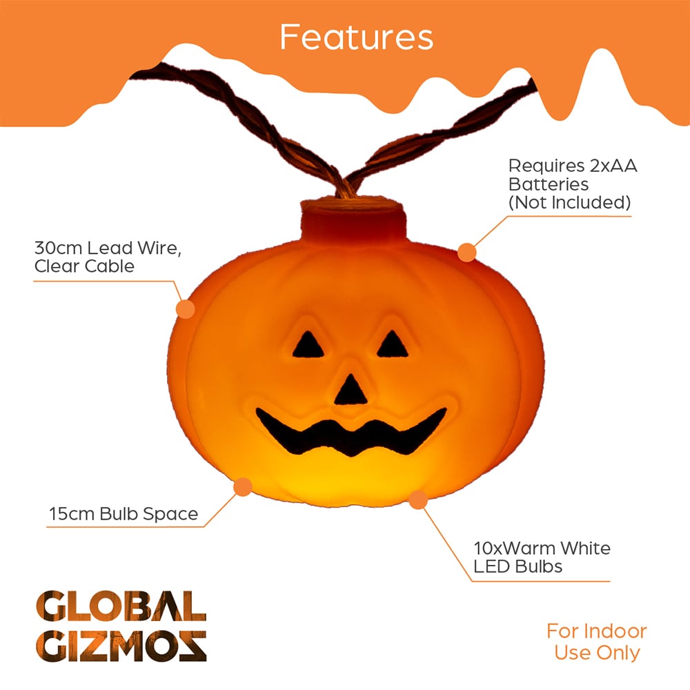Global Gizmos 10 LED Pumpkin String Lights Image 8