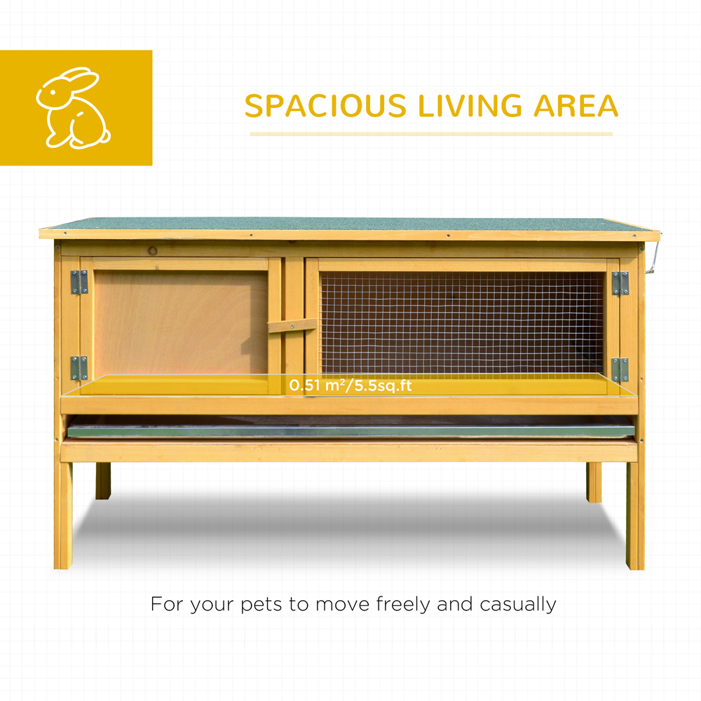 PawHut Wooden Rabbit Hutch with Hinged Top Image 3