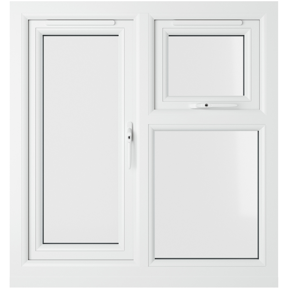 Crystal uPVC Double Glazed Window RH Side Hung and Top Opener Grey White Clear Glass 905x965mm Image 2