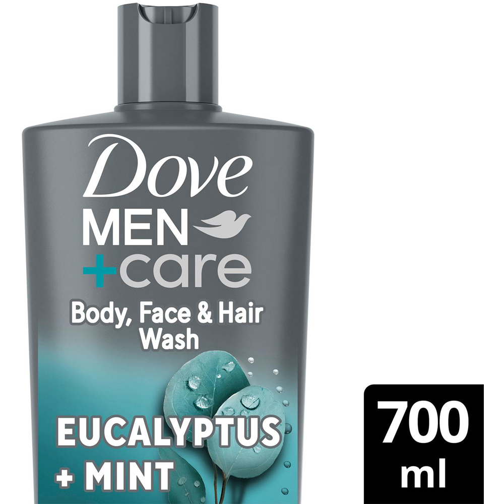 Dove Men+ Care 3-in-1 Eucalyptus and Mint Hair Face and Body Wash 700ml 3 Pack Image 4