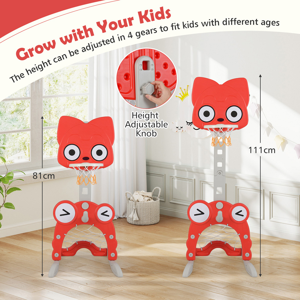 Costway Toddler Basketball Hoop with Rim and Soccer Goal Image 4