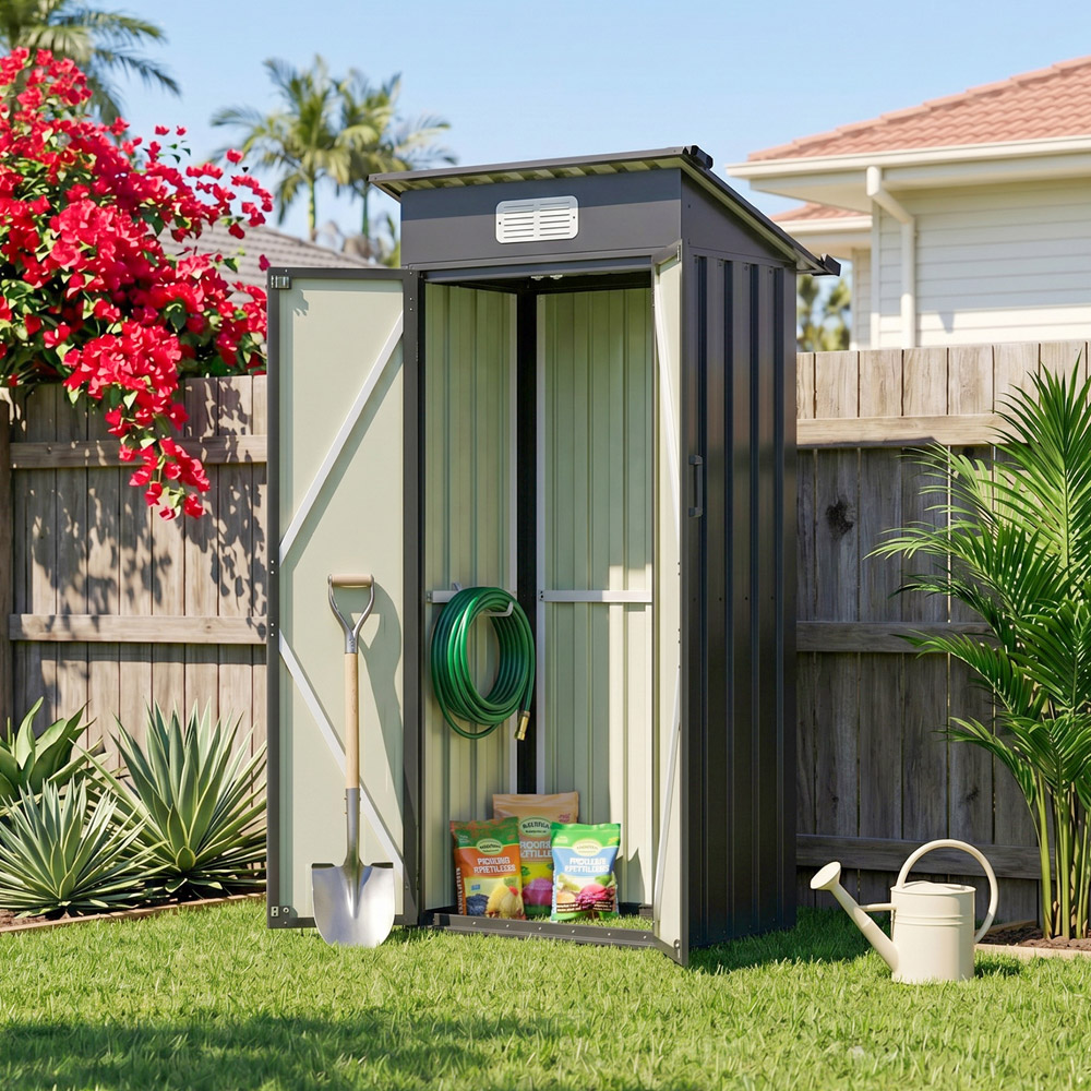 Living and Home 3 x 2ft Grey Pent Quick Assembly Metal Garden Storage Shed Image 3