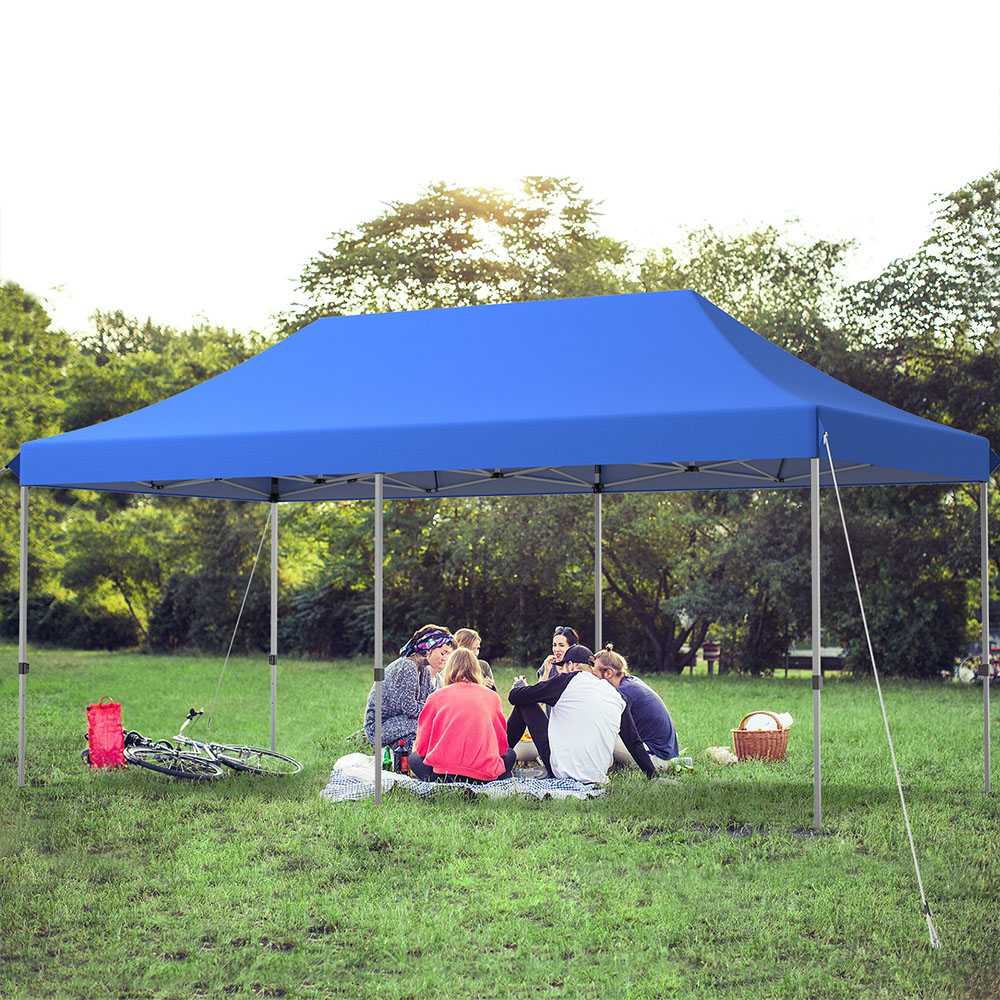 Costway 3 x 6m Blue Height Adjustable Pop Up Gazebo with Storage Bag Image 1