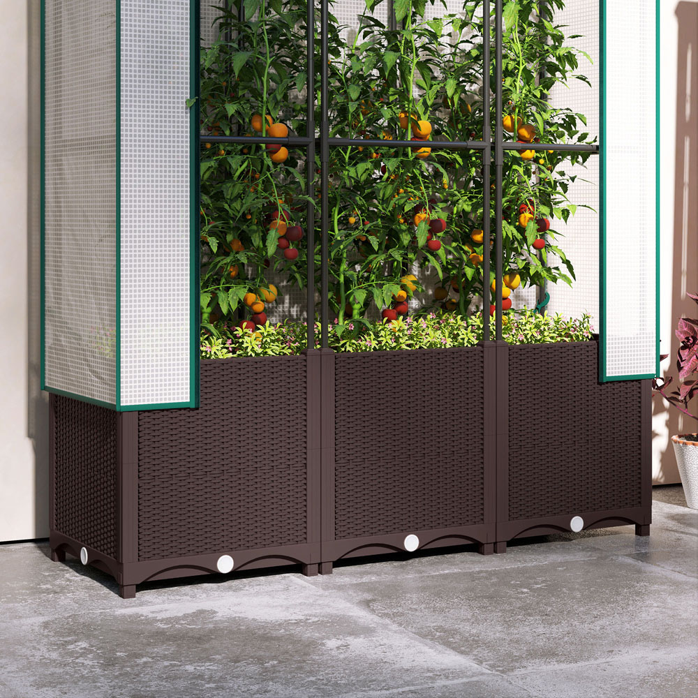 Outsunny Plastic Vegetable Planter with Trellis 1.3 x 3.9ft Image 3