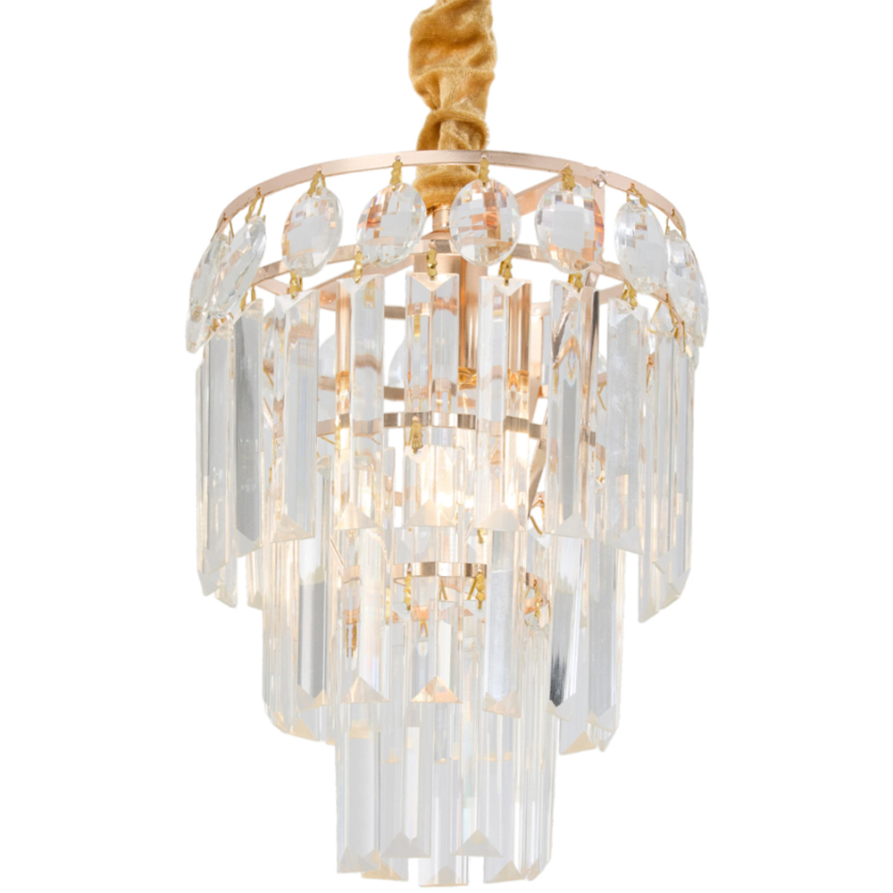 Living and Home Gold Iron Crystal E14 LED Pendant Light Image 3