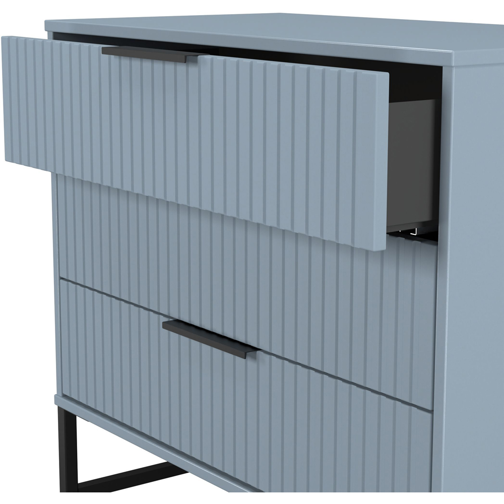 Crowndale Fluted 3 Drawer Denim Blue Chest of Drawers Ready Assembled Image 6