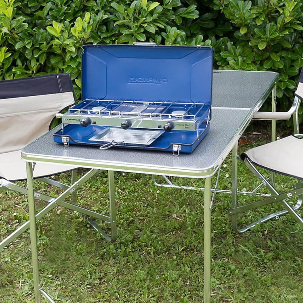 Dyzi Campingaz Chef Folding Double Burner Stove and Grill Compact Portable Gas Cooker Image 2