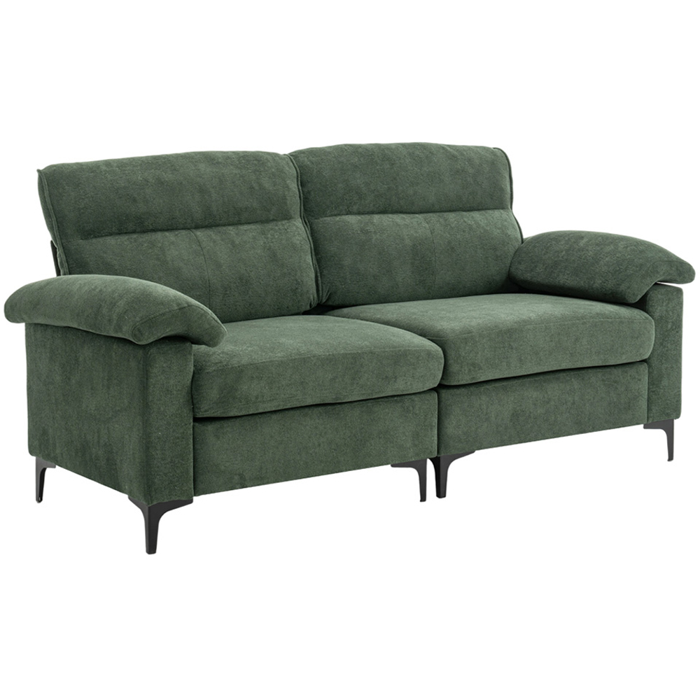 Living and Home 2 Seater Green Chenille Sofa Image 2