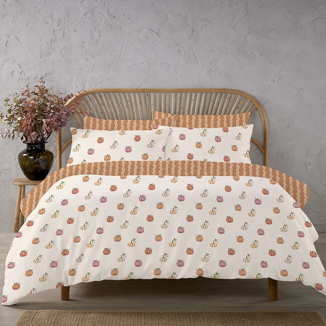 Autumn Pumpkins Duvet Set Multicolour Single Image 1