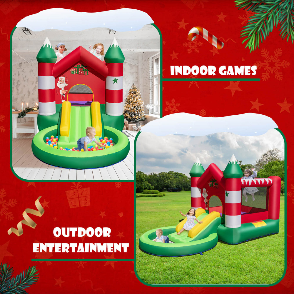 Costway Christmas Themed Inflatable Bouncy Castle with Ball Pit 7.2 x 12.8 x 6.9ft Image 3