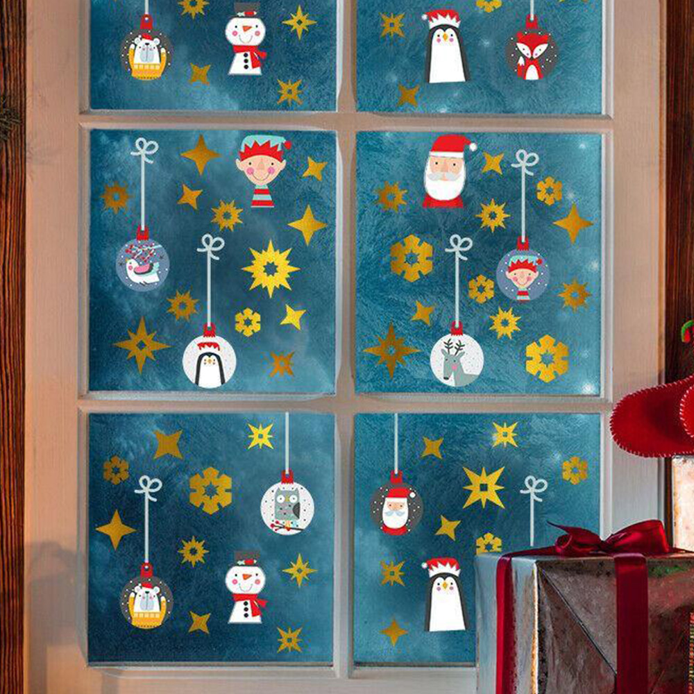 Walplus Christmas Friends Bauble and Golden Snowflakes Self Adhesive Wall Stickers 73 Piece Image 3