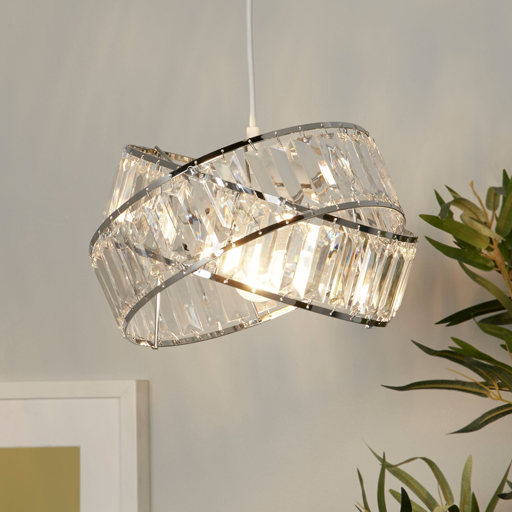 Lighting Collection Jarell Chrome and Clear Acrylic Ceiling Lamp Shade 30cm Image 2
