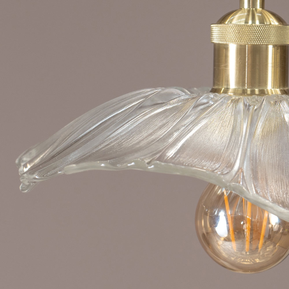 ValueLights Cassia Gold Clear Glass Flower LED Pendant Light Image 3