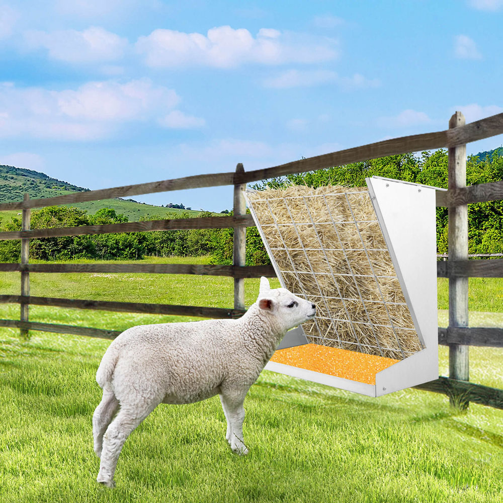 Costway Silver Wall Mounted Hay Rack with Trough Image 5
