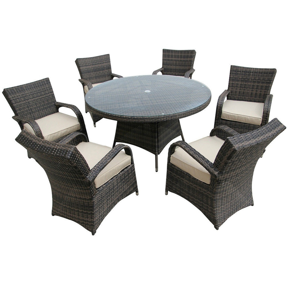 Furniture One 6 Seater Brown Rattan Garden Dining Set Image 2