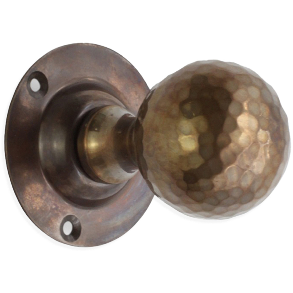 Spira Brass Antique Hammered Ball Mortice Door Knob 2 Pack Image 3