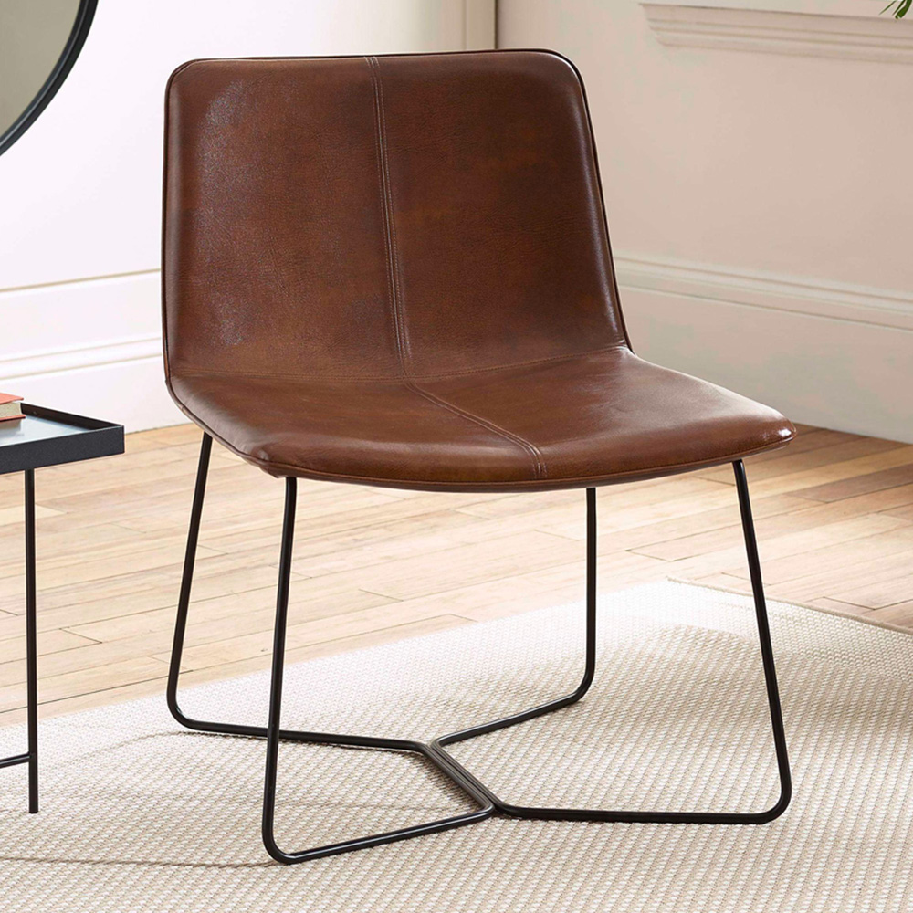 Julian Bowen Joren Tan Brown PU Leather Lounge Chair Image 1