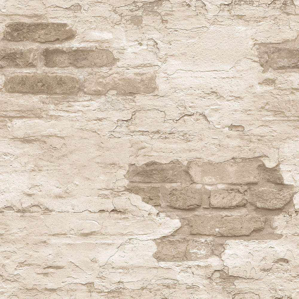 Galerie Grunge Brick Textured Beige Wallpaper Image 1