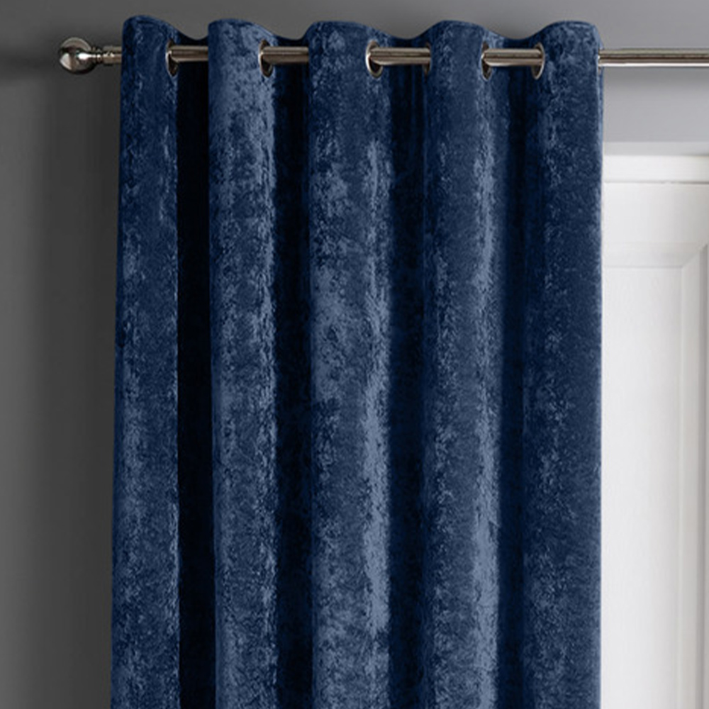Intimates Navy Blue Crushed Velvet Door Curtain 117X213cm Image 2