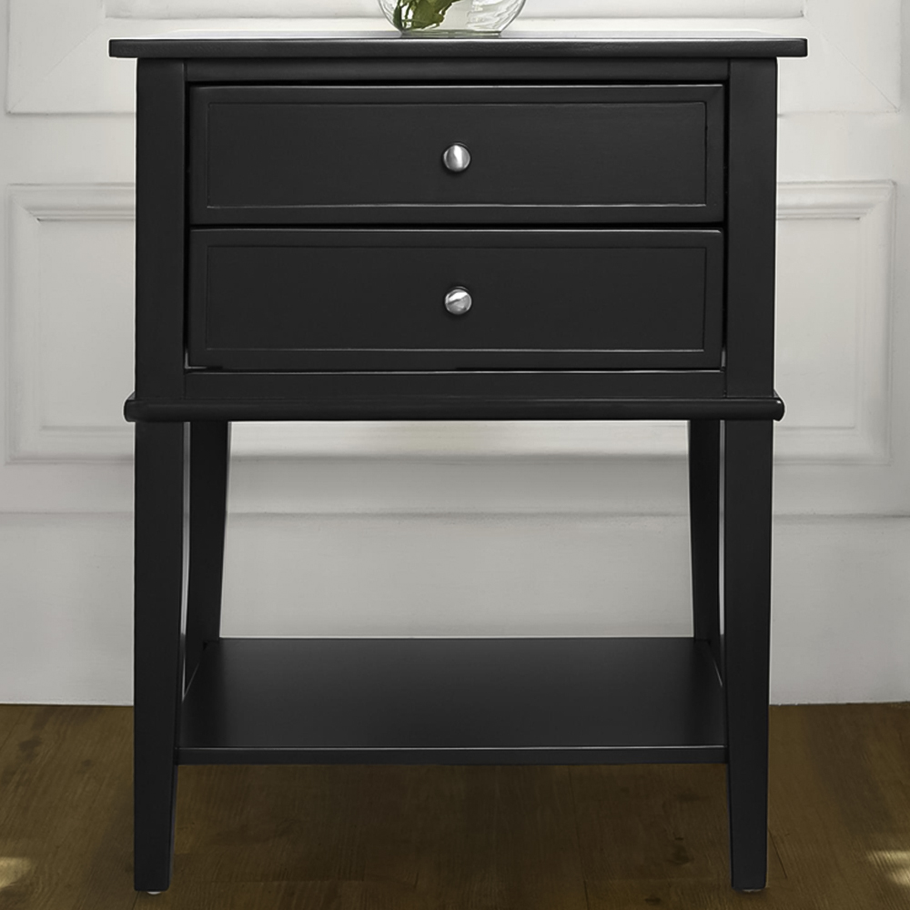Dorel Franklin 2 Drawer Black Accent Table | Wilko