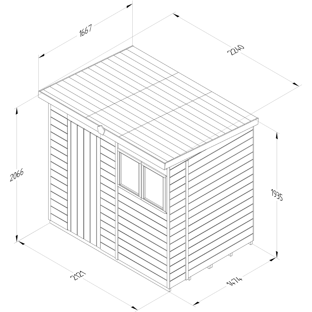 Forest Garden Timberdale 7 x 5ft 2 Opening Pent Shed Image 9