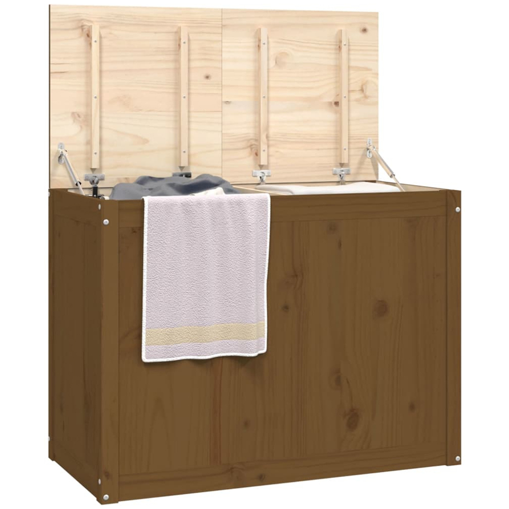 vidaXL Honey Brown Solid Pine Wood Laundry Basket 88.5 x 44 x 66cm Image 3