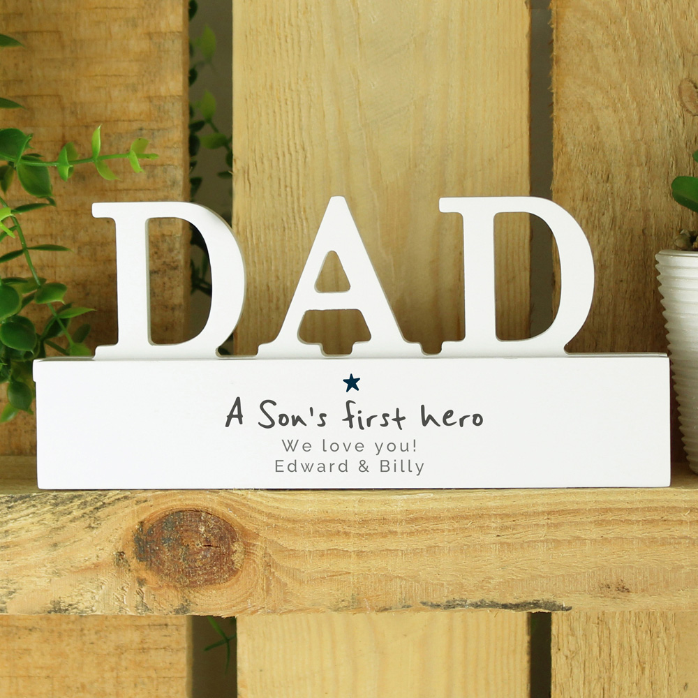 Personalised Memento Company Personalised Dad A Sons First Hero Wooden Ornament Image 3