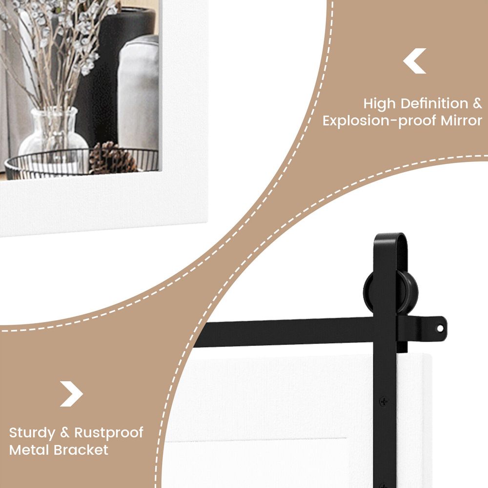 Costway White Solid Wood Frame Wall Mounted Mirror Image 3