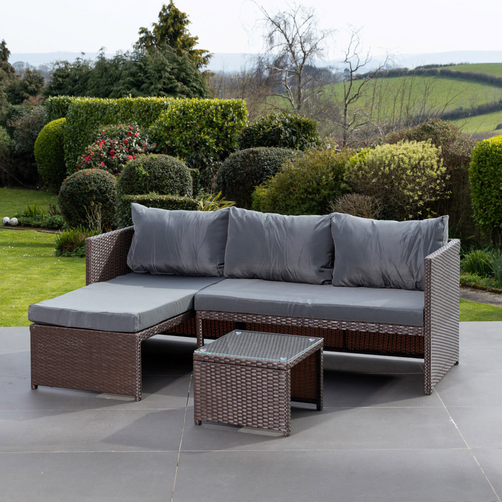 Artemis Aleria 4 Seater Grey Left Hand Facing Rattan Corner Sofa Set Image 4