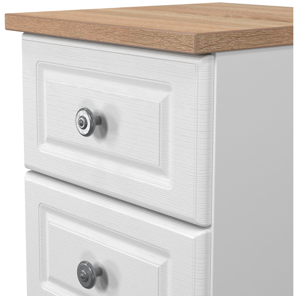 Crowndale Norfolk 2 Drawer White Ash and Bardolino Oak Compact Bedside Cabinet Ready Assembled Image 6