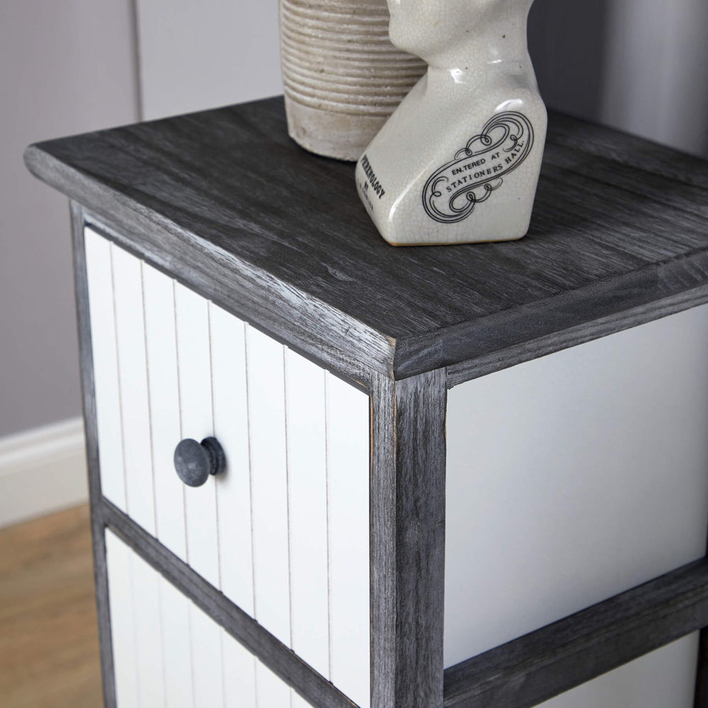 Home Source Mosbach 5 Drawer Grey Washed and White Solid Wooden Storage Unit Image 3