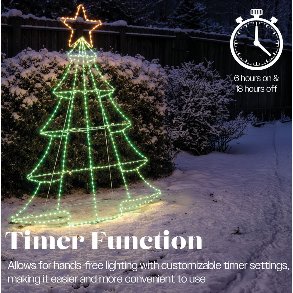 Xmas Haus 420 Green and White Micro LED Christmas Tree Silhouette with Stand 90.5cm Image 7
